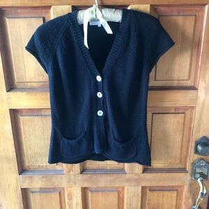 Paul & Joe Sister Black Short-Sleeve 💯 Cotton Button Cardigan